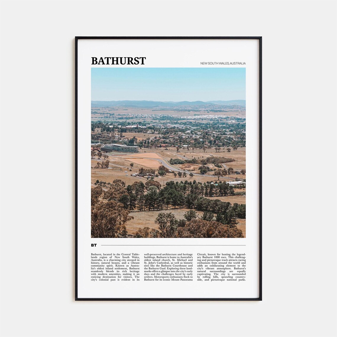 Bathurst New South Wales Historic Country Town Aerial View Poster