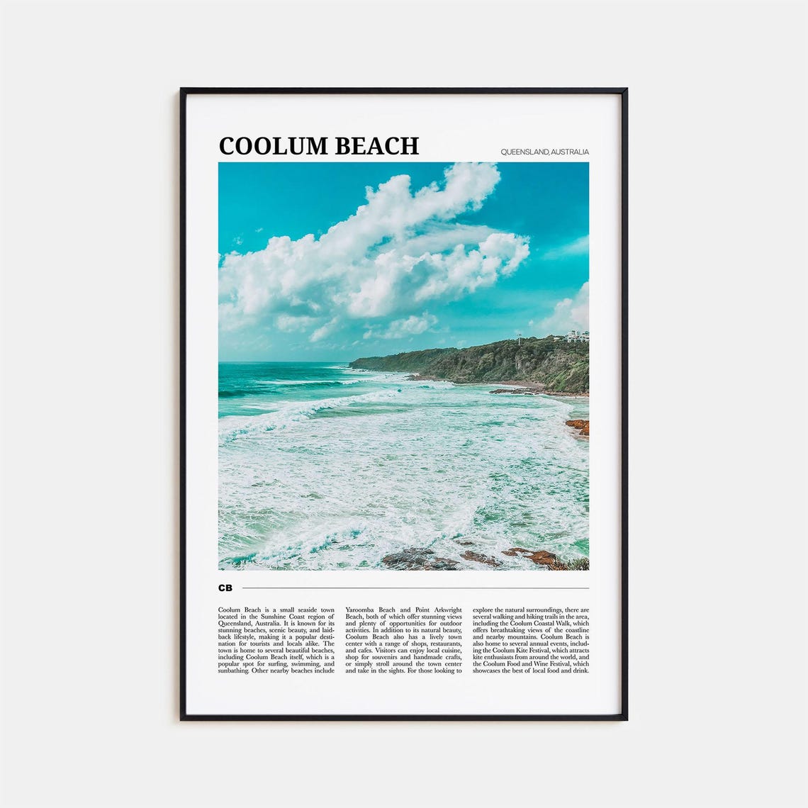 Coolum Beach Queensland Australia Turquoise Surf Coast Travel Poster