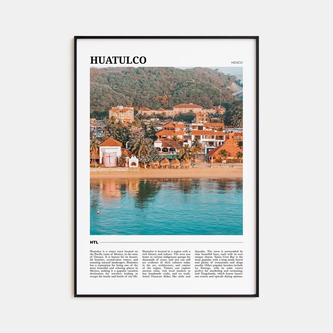 Huatulco Travel Poster, Mexico Wall Art Print