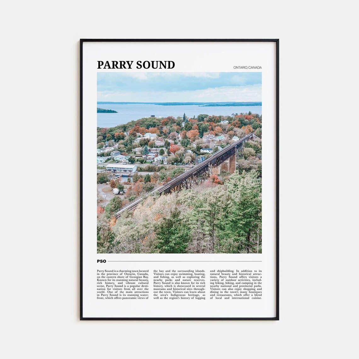 Parry Sound Travel Poster, Ontario Canada Wall Art