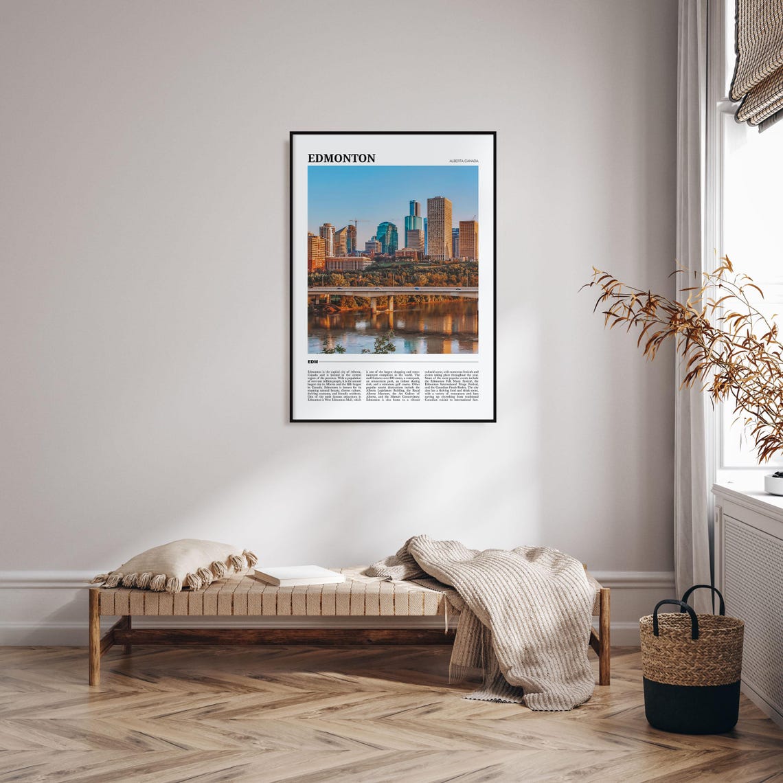 Edmonton Alberta Downtown Towers and River Bridge Sunset Poster - Image 4