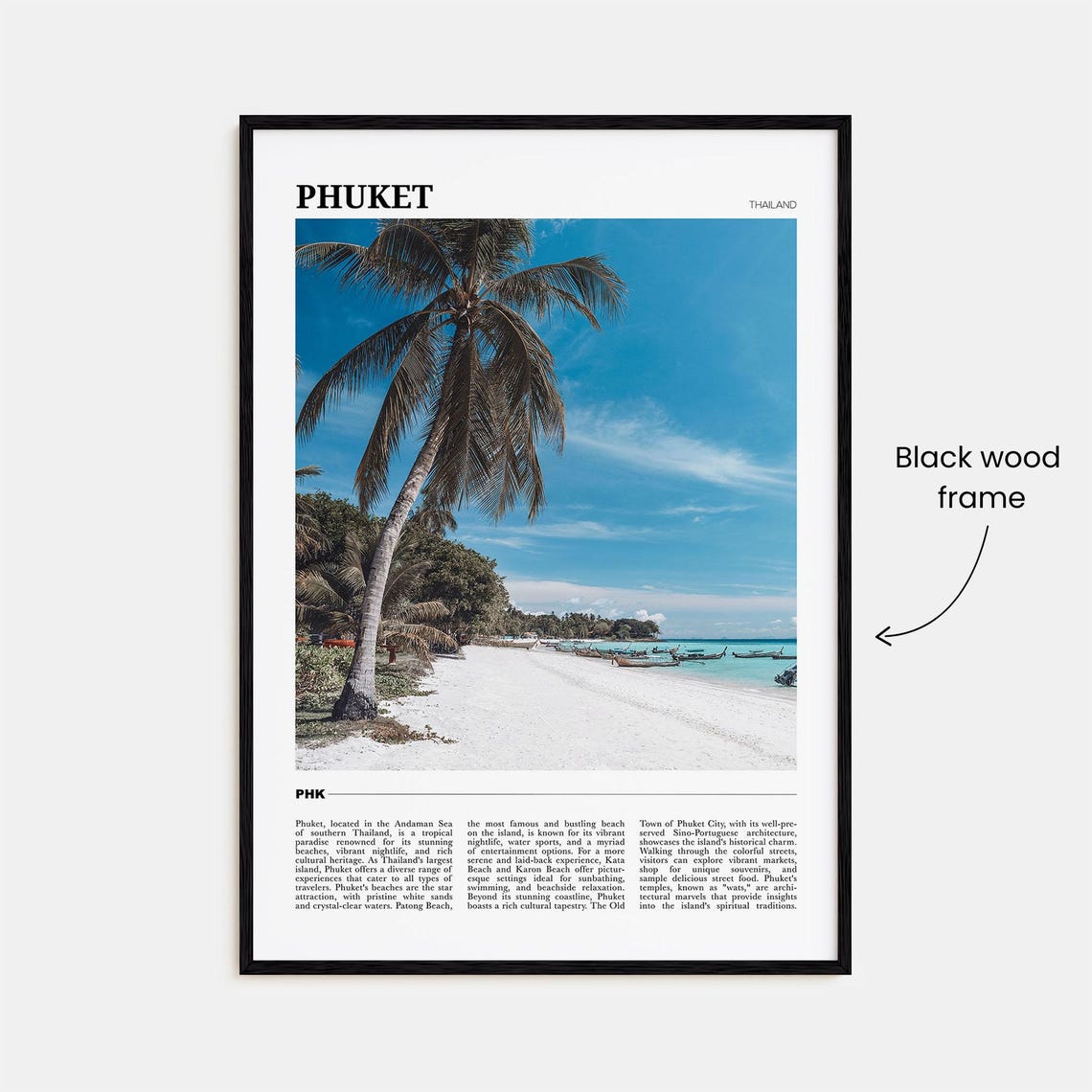 Phuket Thailand Travel Poster Tropical Beach Leaning Palm Ocean View - Image 2