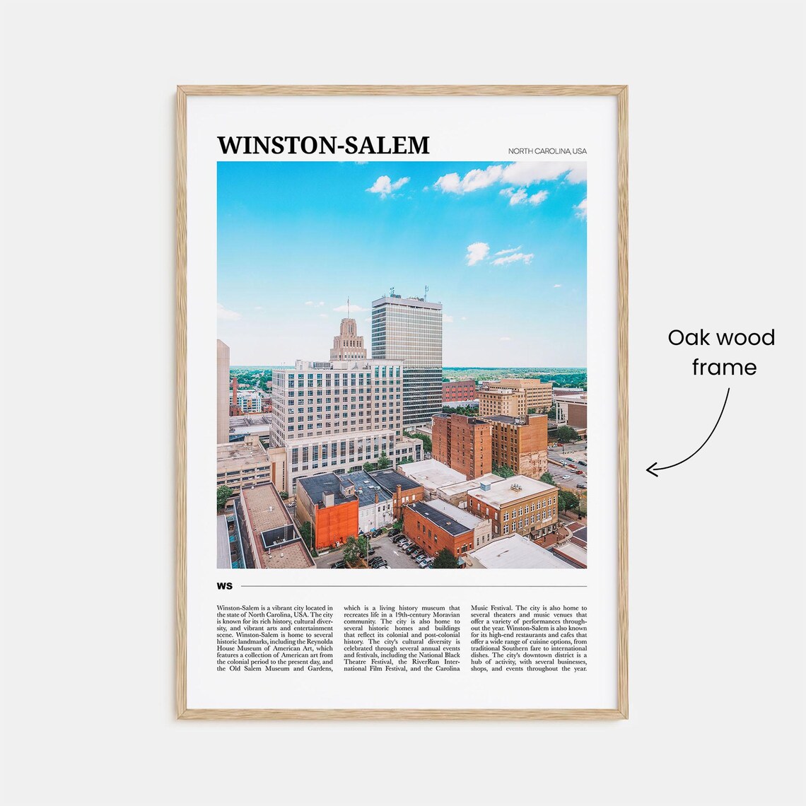 Winston Salem North Carolina Downtown Travel Poster Photo Art - Image 3