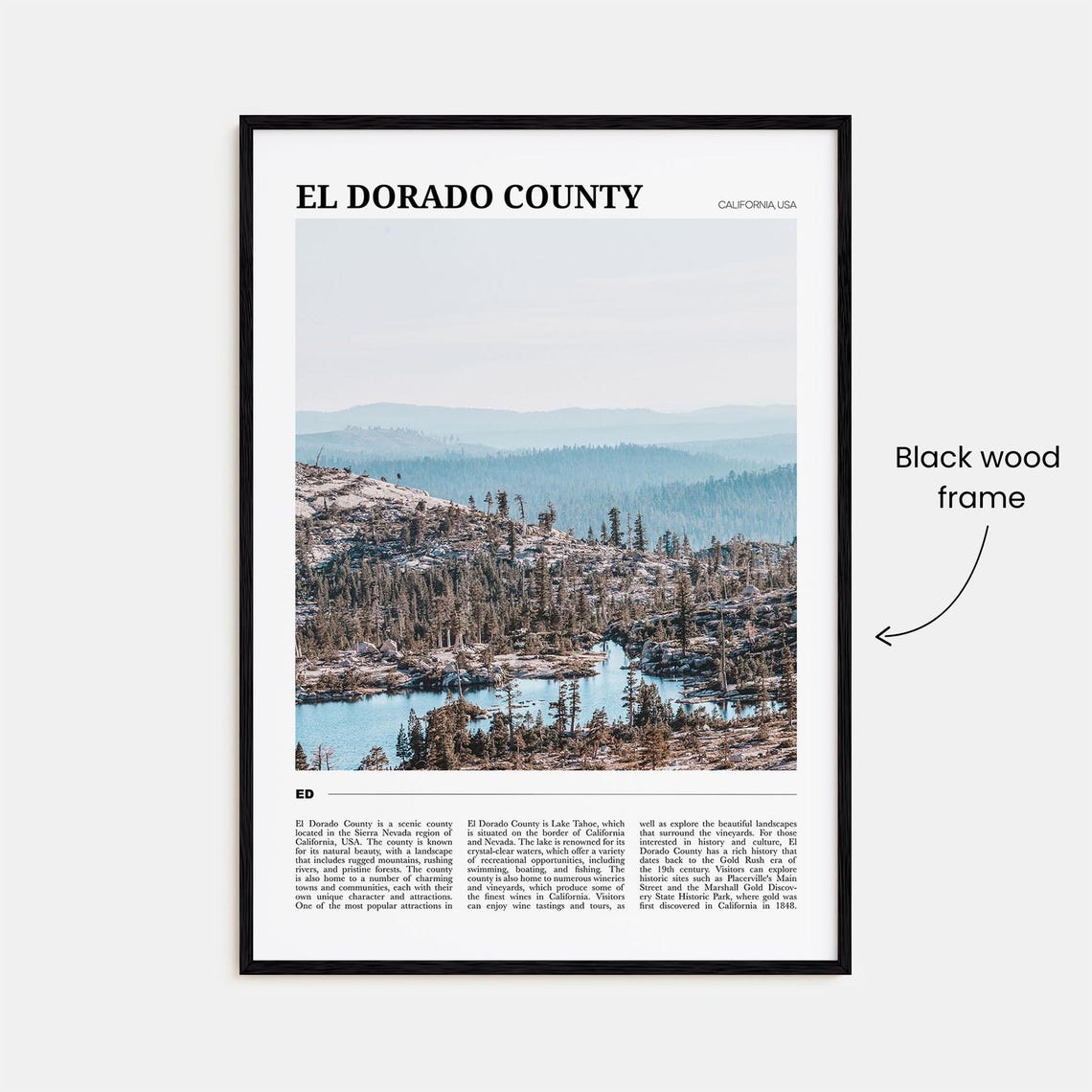 El Dorado County California Sierra Nevada Mountain Lake Poster - Image 2