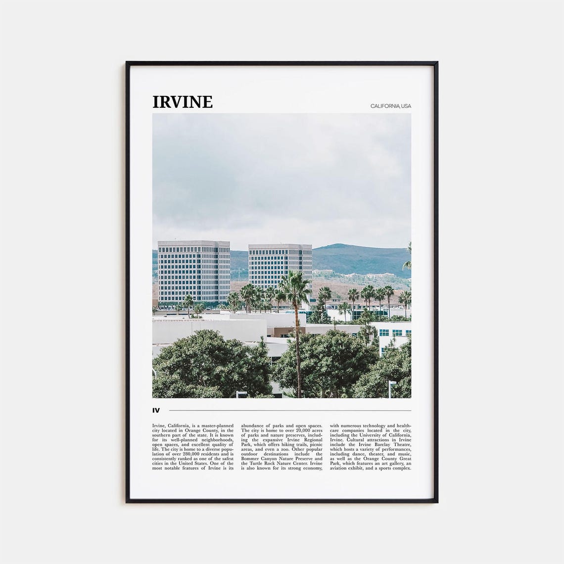Irvine California USA Corporate Office Towers Palm Trees Poster