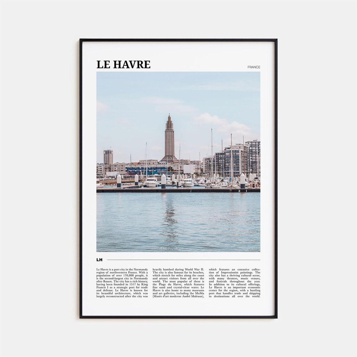 Le Havre France Marina Harbor Sailboats Waterfront City Poster