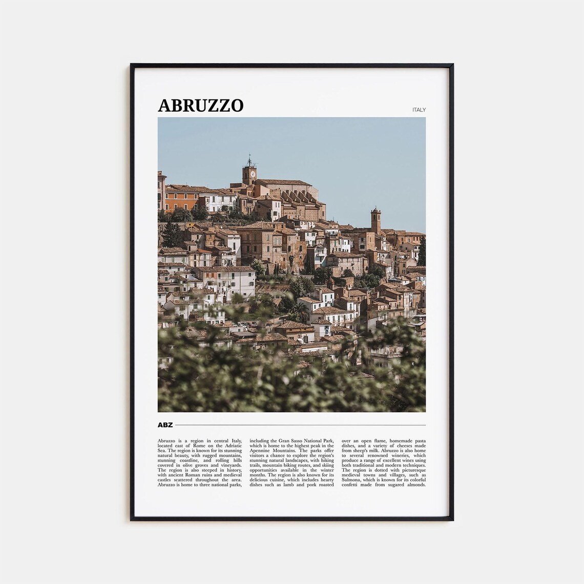 Abruzzo Travel Poster No. 1, Italy Art Print