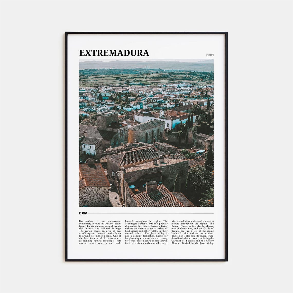 Extremadura Spain Historic Old Town Terracotta Roofs Travel Poster