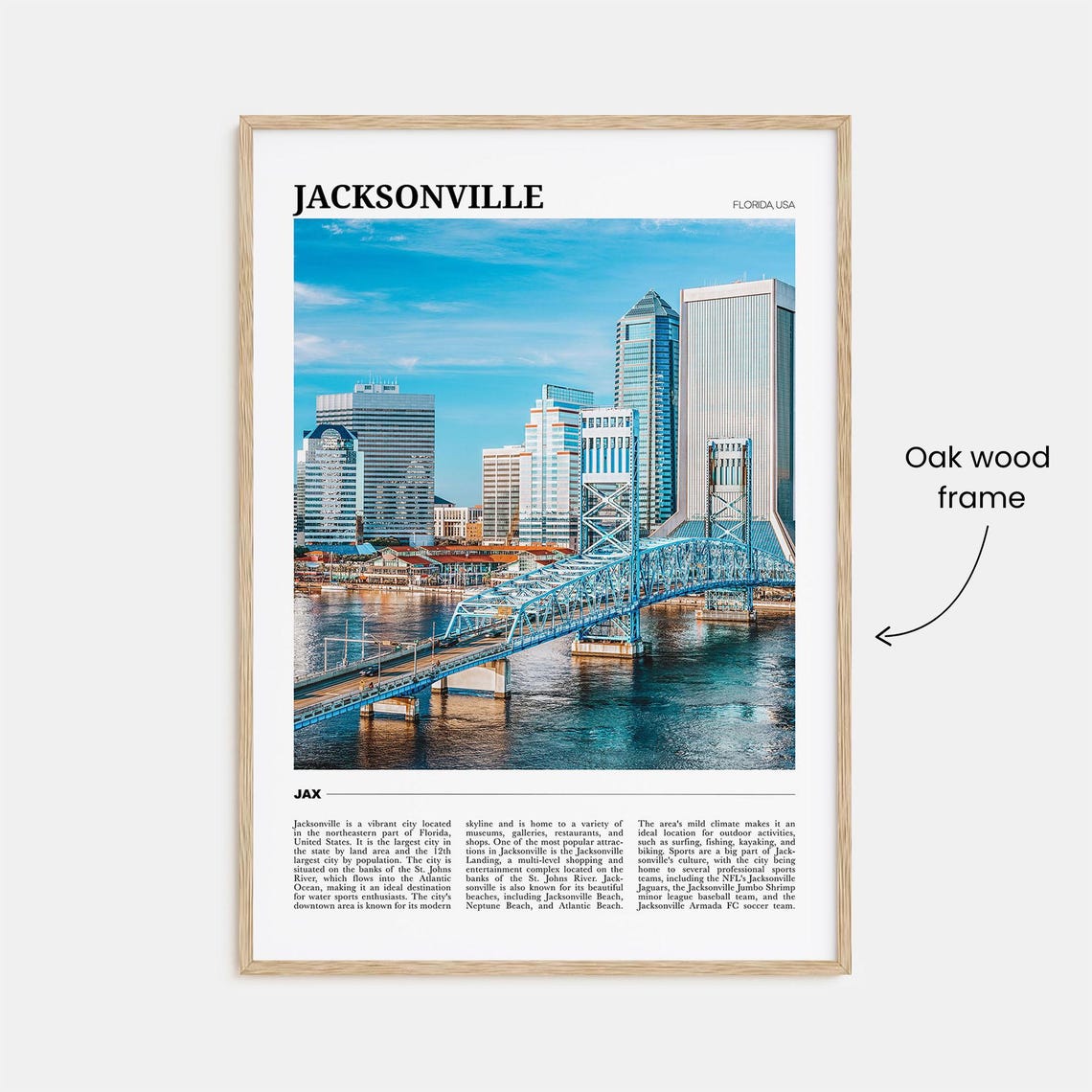 Jacksonville Florida USA Downtown River Bridge Skyline Poster - Image 3