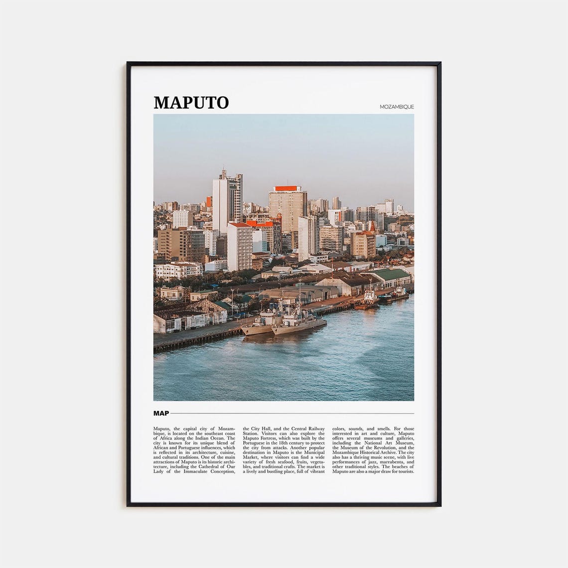 Maputo Mozambique Harbor City Skyline Travel Photo Guide Poster