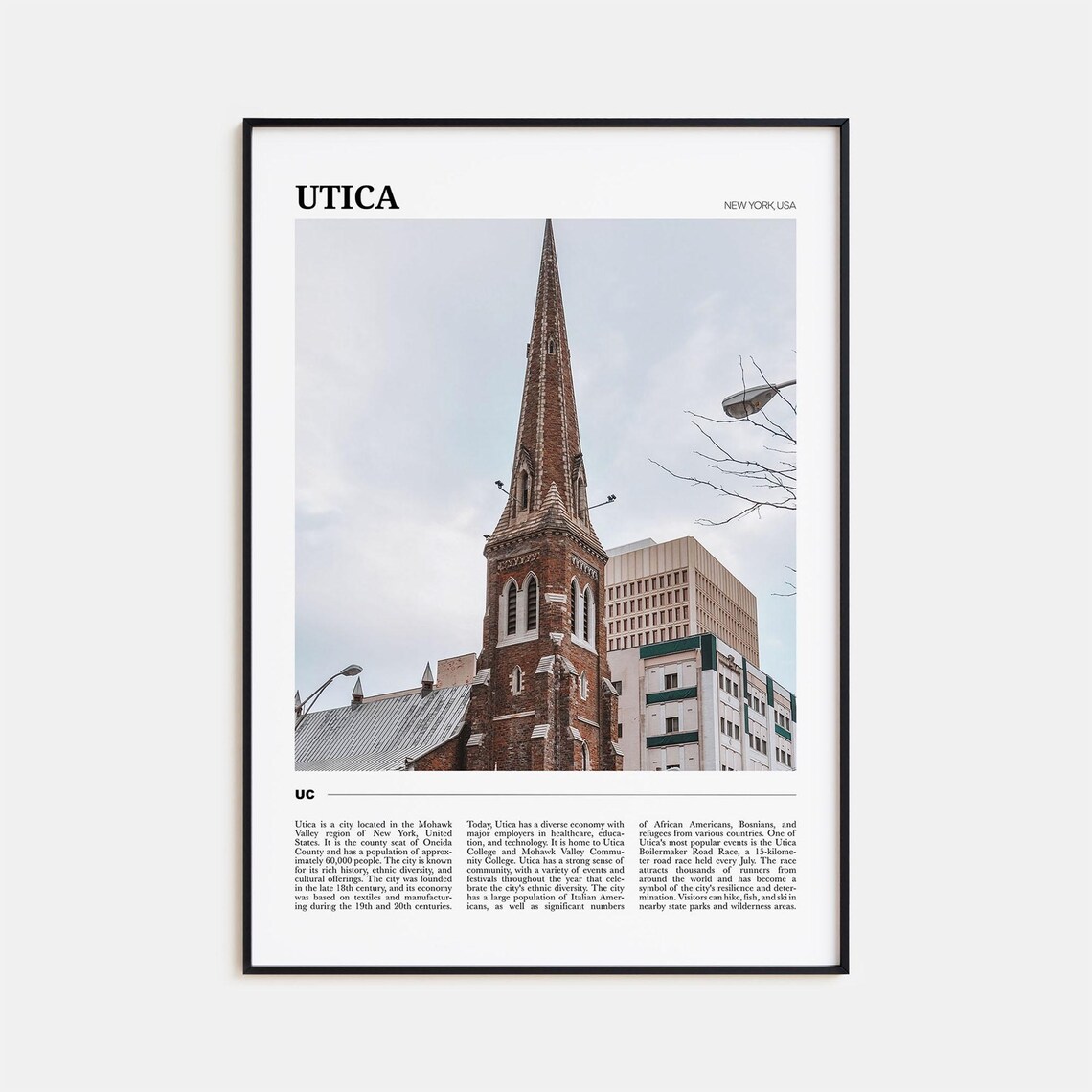 Utica New York Historic Brick Church Steeple Photography Poster