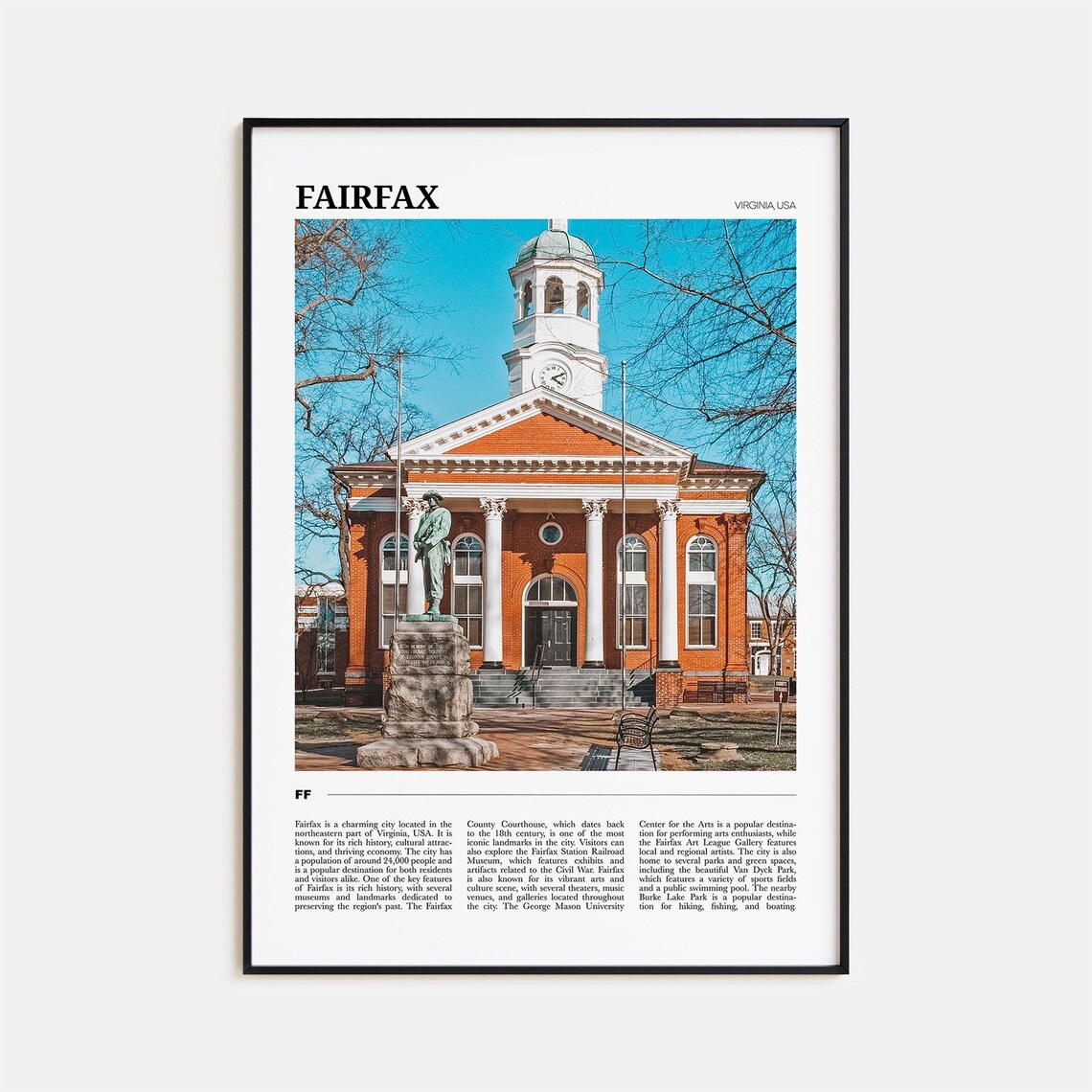 Fairfax Travel Poster, Virginia Wall Art Print