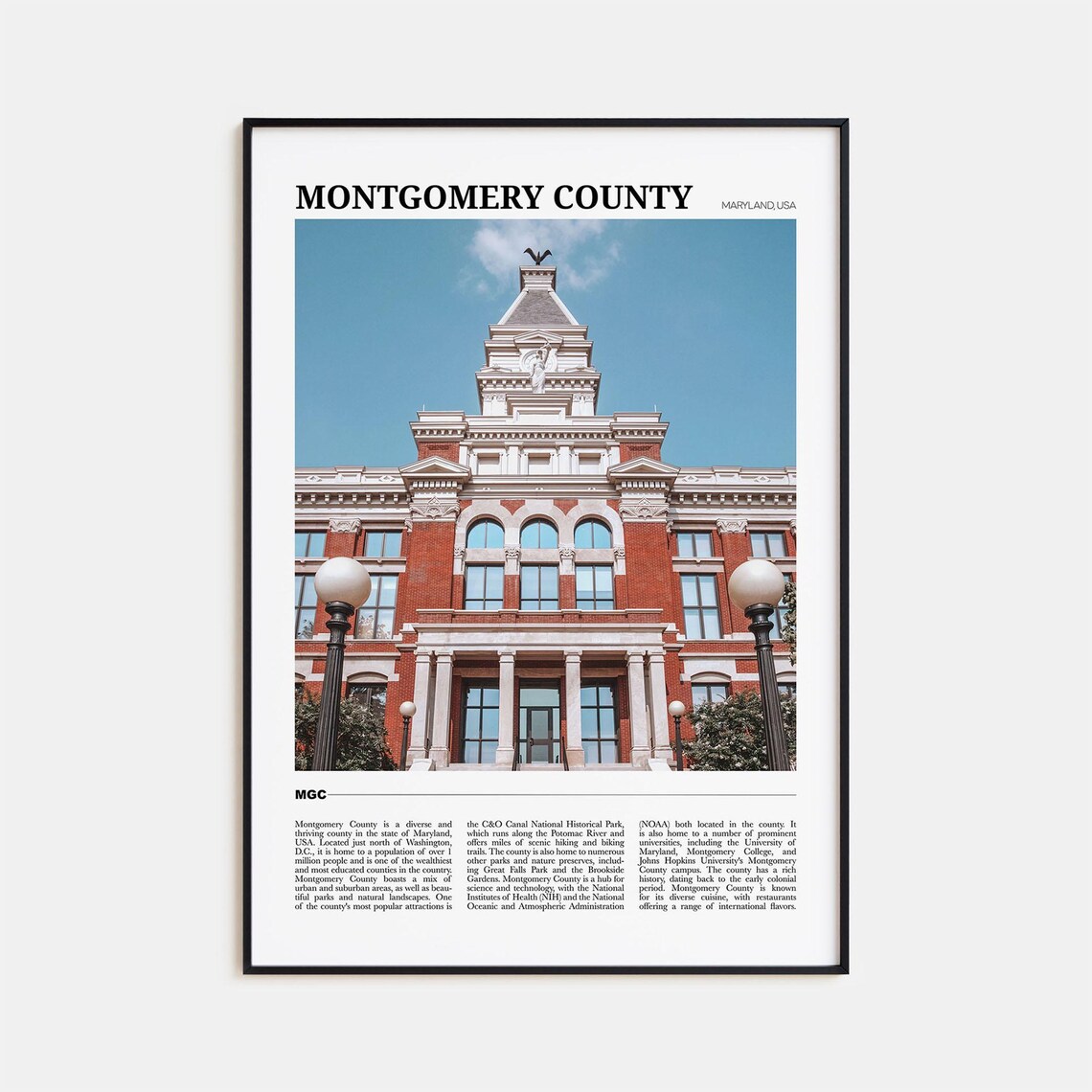 Montgomery County Maryland Historic Brick Courthouse Travel Poster