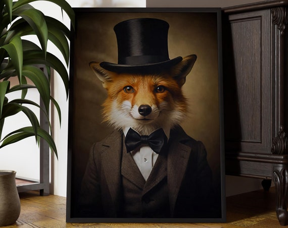 Mr Dapper Fox In Vintage Suit Art Print