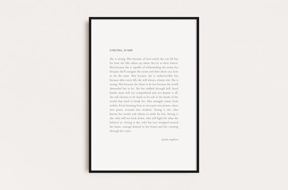 Strong Is She Alysha Waghorn Quote Quotes Print Poster Print Wall Art Quotes Typography Print Prints Quotes