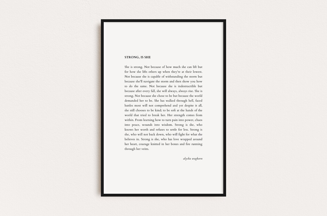 Alysha Waghorn Strong Is She Women Empowerment Typography Poster