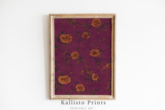 Dark Floral Wall Art Vintage Rose Print Moody Home Decor Elegant Botanical Gothic Romantic Download886