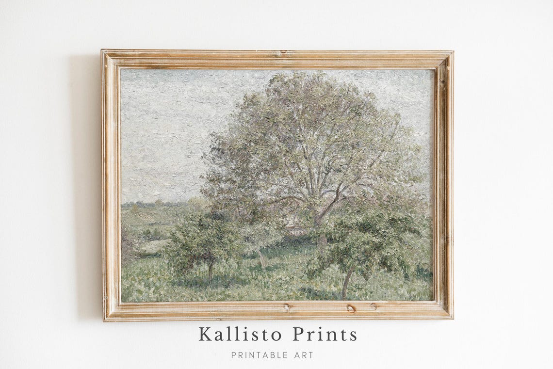 Blossoming Orchard Print Impressionist Spring Tree Art Serene Nature Landscape Wall Art223