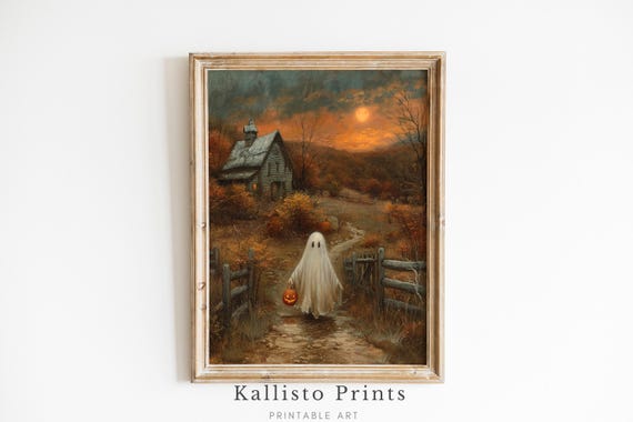 Rustic Halloween Jackolantern Art Print, Country Scene