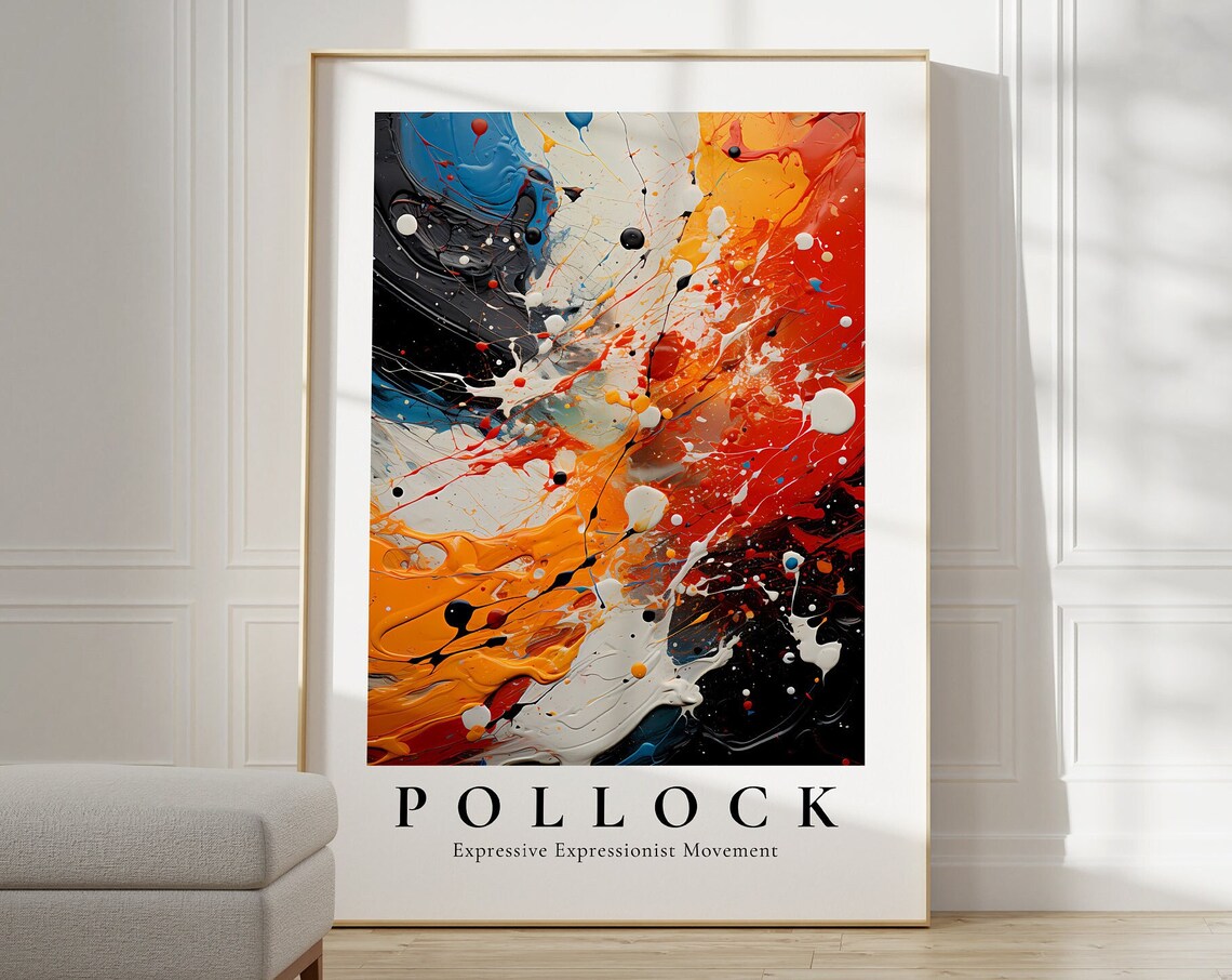 Jackson Pollock Abstract Art, Colorful Maximalist Decor