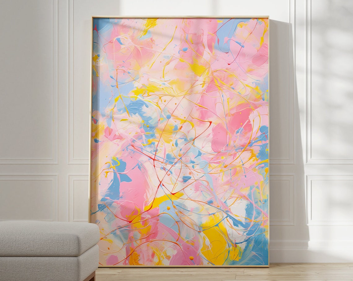 Jackson Pollock Style Colorful Drip Abstract Painting Poster