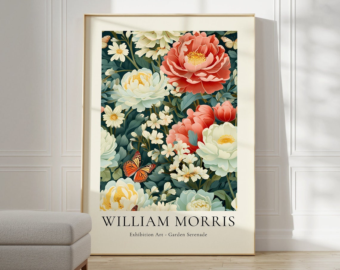 William Morris Garden Serenade Peony Floral Exhibition Poster