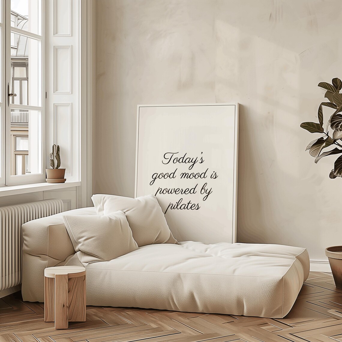 Mood Is Powered By Pilates Quote, Gym Wall Art - Image 2