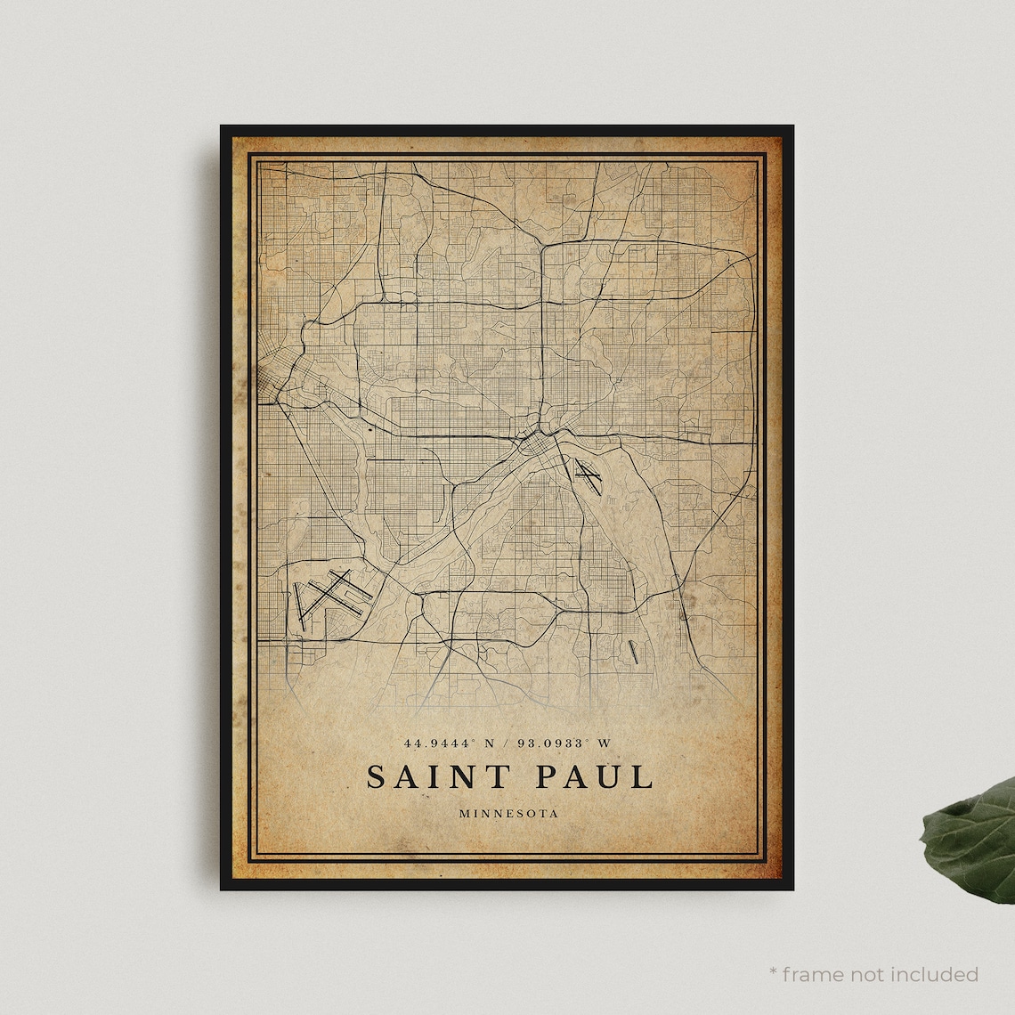 Saint Paul Minnesota Antique Style City Street Map Vintage Wall Art