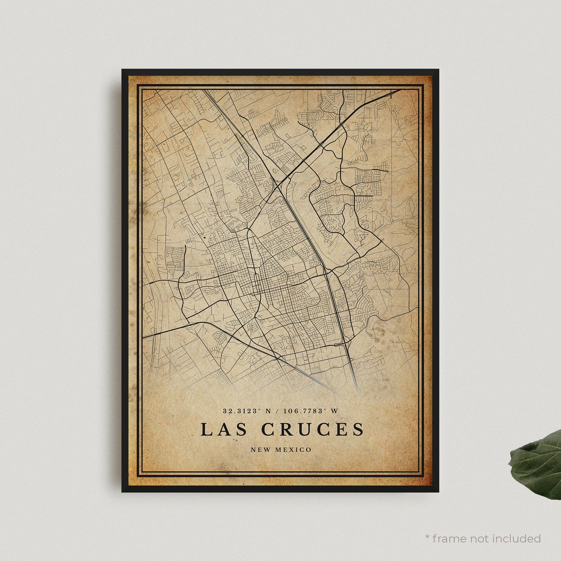 Las Cruces New Mexico Vintage Street Map Retro City Plan Poster