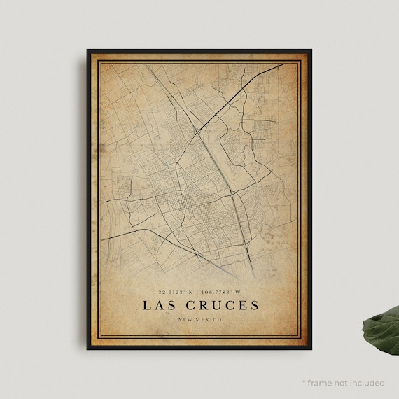 Las Cruces New Mexico Vintage Street Map Retro City Plan Poster