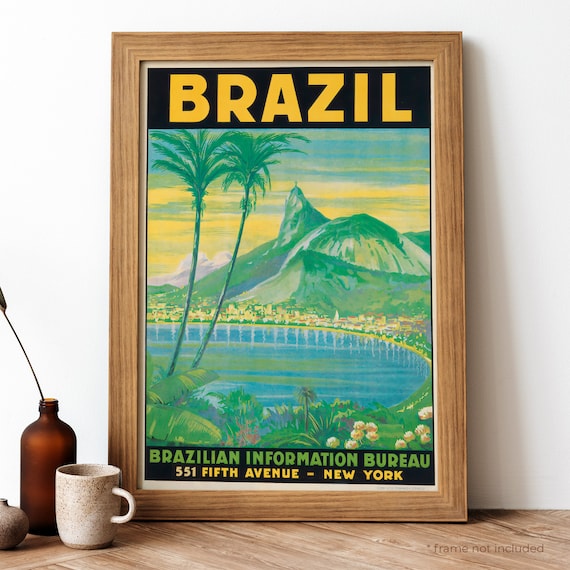 Vintage Brazil Travel Tropical Retro Brazilian Adventure Poster