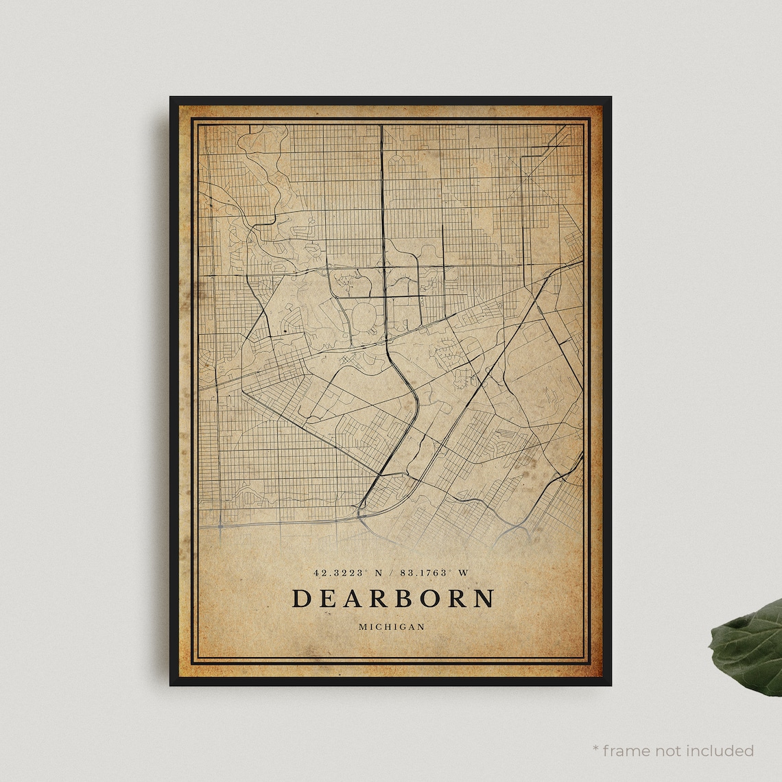 Dearborn Michigan Vintage Street Map Retro City Grid Plan Poster