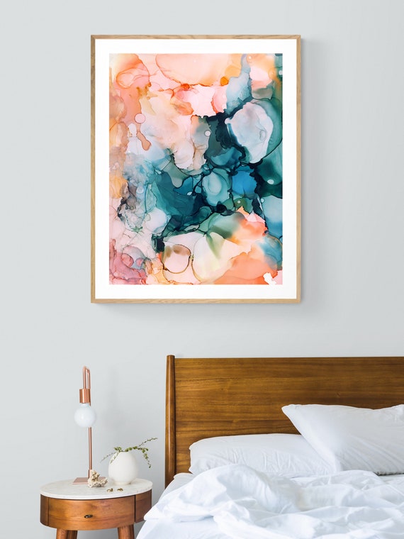 Abstract Print, Modern Alcohol Ink Coral Reef