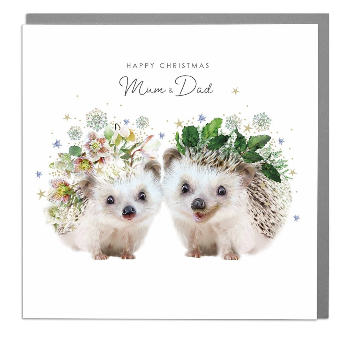 Hedghogs Mum And Dad Happy Christmas Card