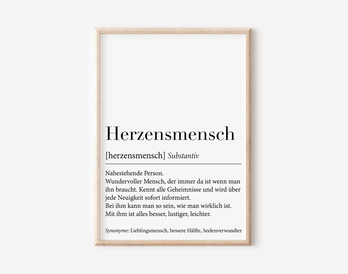 Herzensmensch Definition German Best Quote Friendship Poster - Image 3