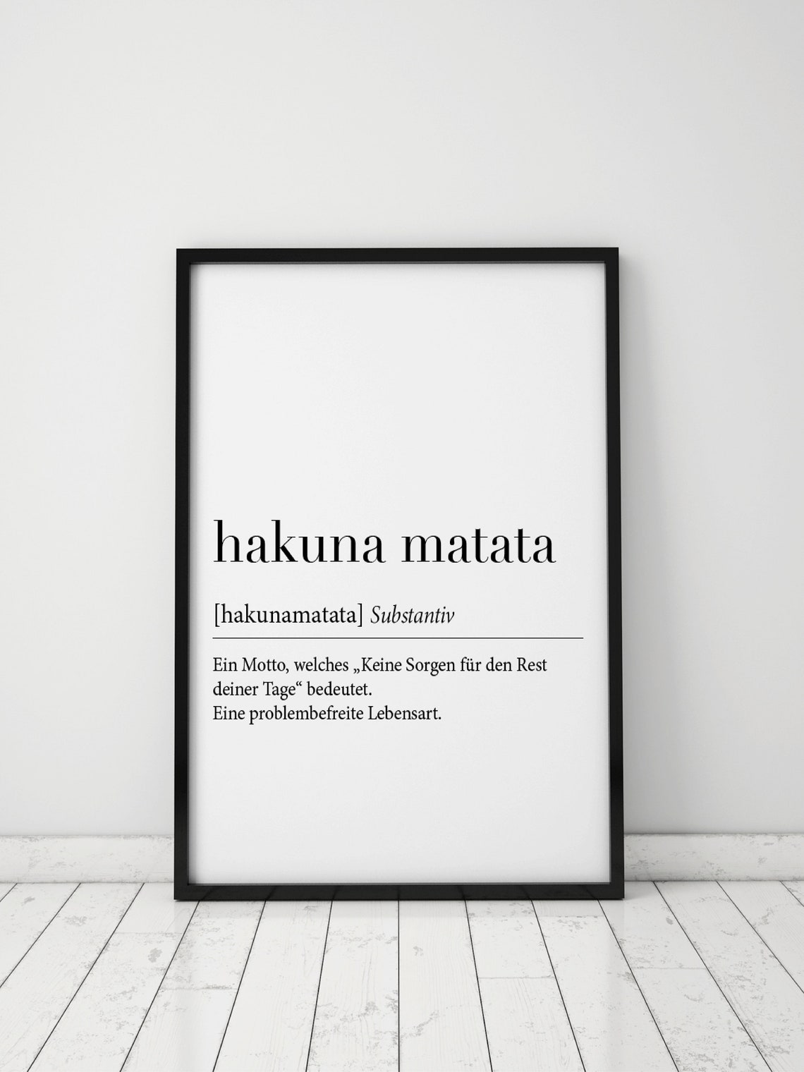 Hakuna Matata German Dictionary Definition No Worries Motto Poster - Image 2