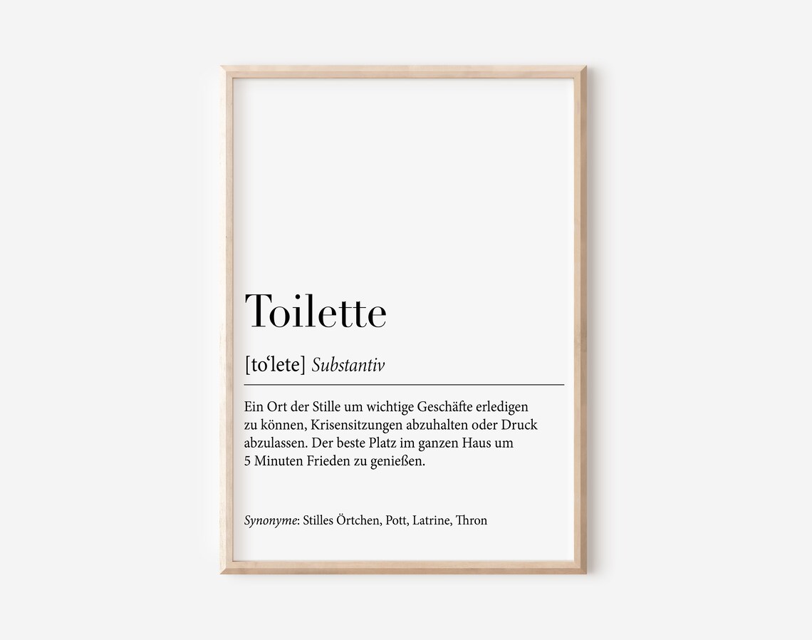 Toilette Funny German Dictionary Definition Bathroom Humor Poster