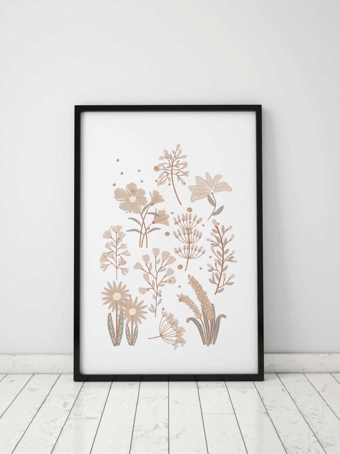 Neutral Boho Wildflower Botanical Illustration Minimalist Poster - Image 2
