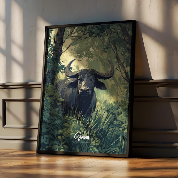 Gaur Indian Bison In Forest Clearing Majestic Wildlife Asia Poster