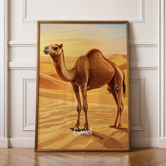 Framed Camel Art Print Boho Desert Animal Poster