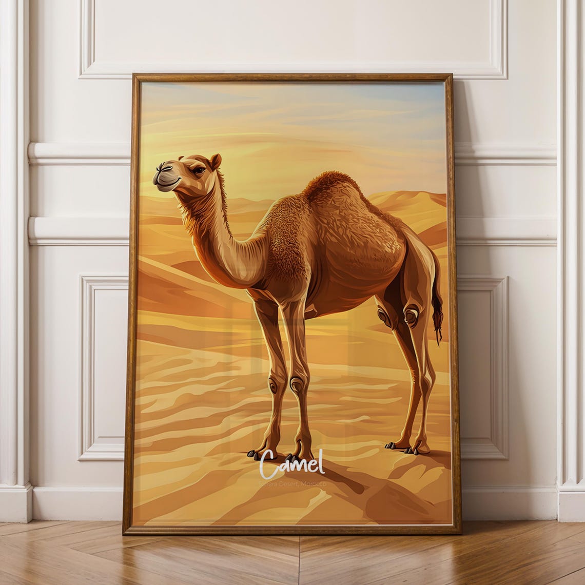 Framed Camel Art Print Boho Desert Animal Poster
