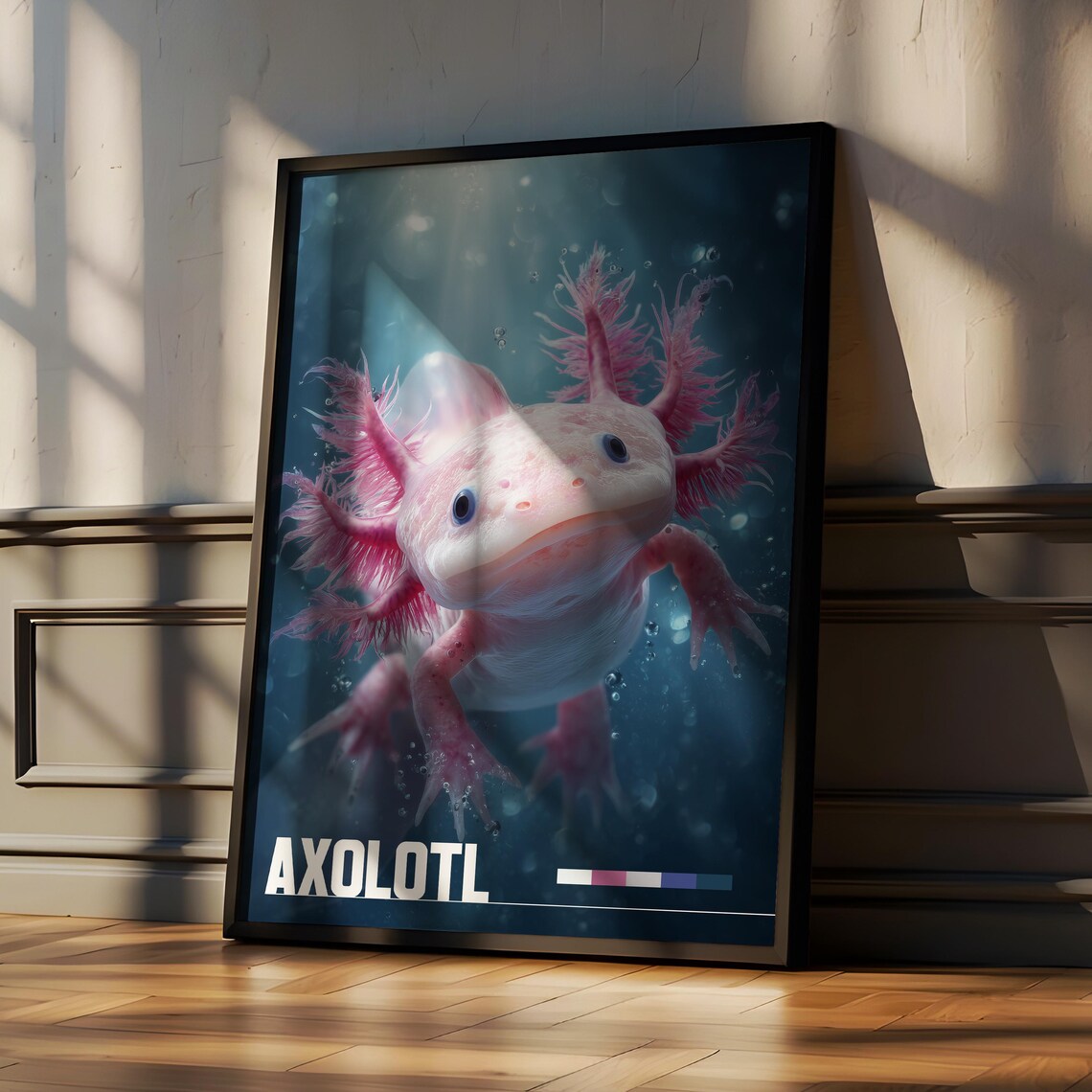 Axolotl Cute Aquatic Animal Art Print, Nursery Decor