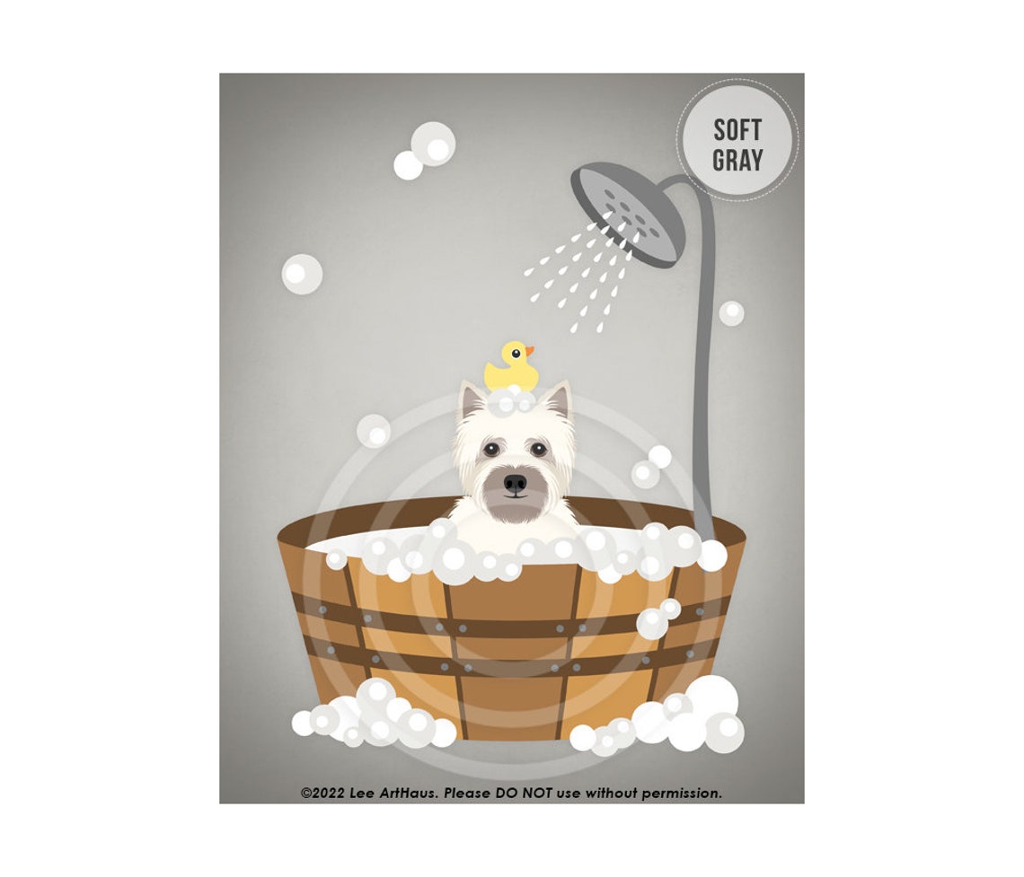 West Highland White Terrier Wooden Barrel Bubble Bath Shower Poster - Image 3