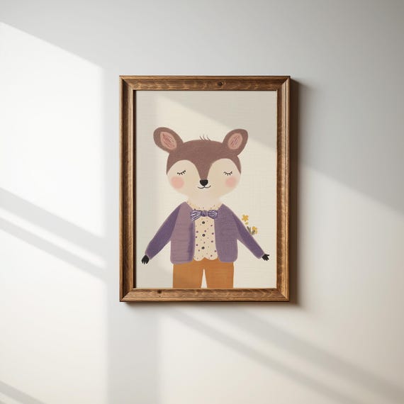 Vintage Animal Print Gender Neutral Kids Room Decor Vintage Nursery Wall Art Baby Shower Gift Retro Kids Room