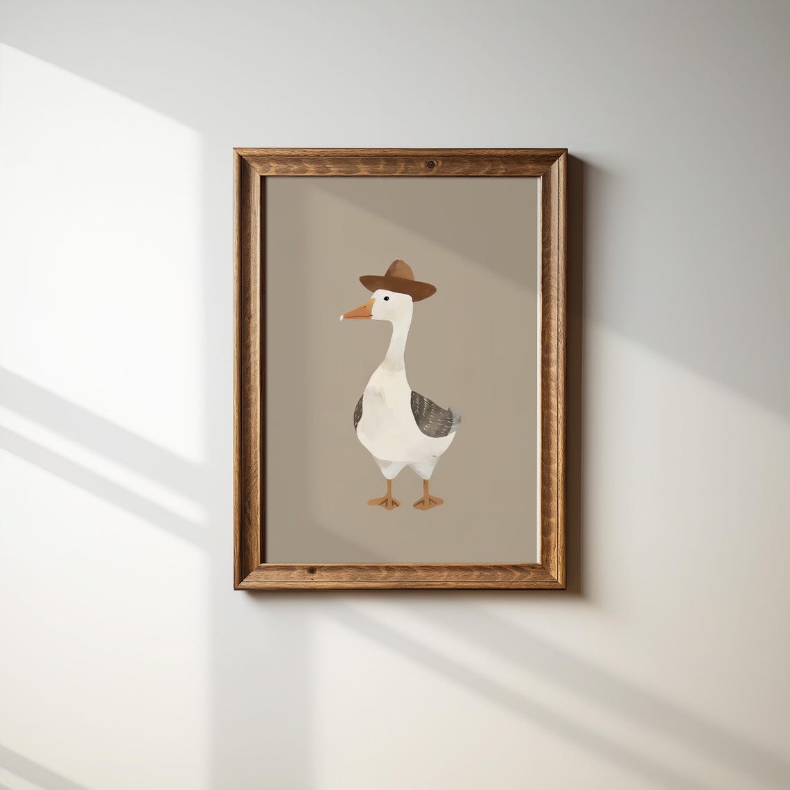 Goose Wearing Brown Cowboy Hat Cute Whimsical Nursery Animal Poster
