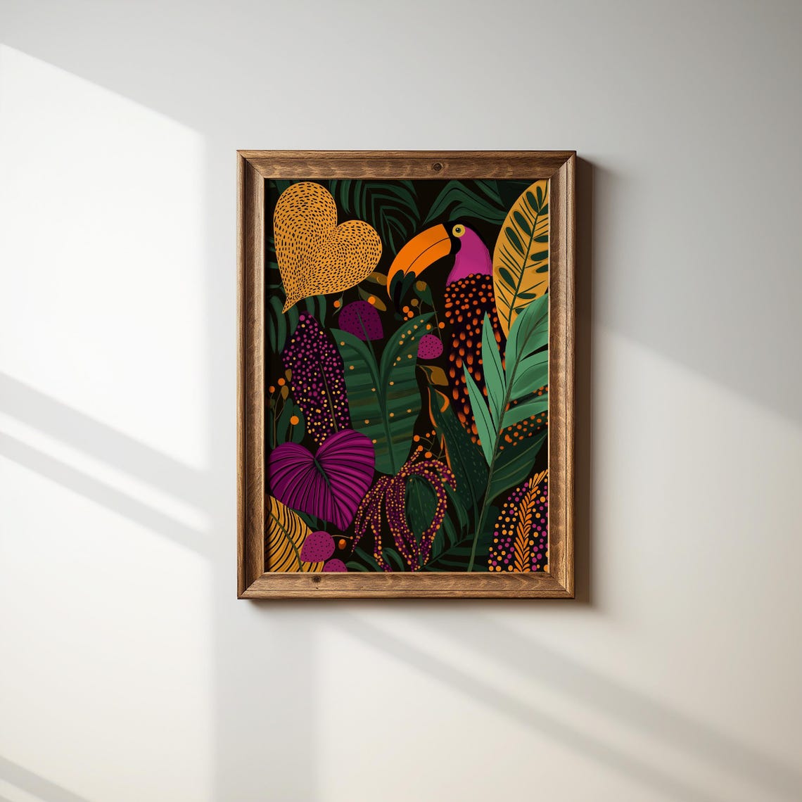 Tropical Toucan Jungle Palm Leaf Modern Exotic Botanical Wall Poster