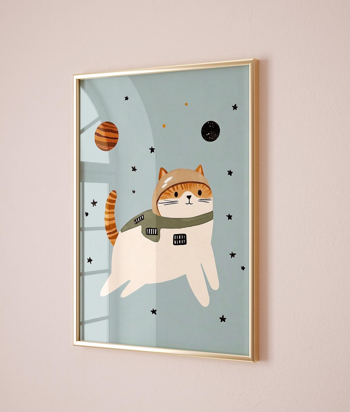 Space Cat Nursery Print Astronaut Cat Wall Art Kids Room Decor Toddler Room Decor - Image 2