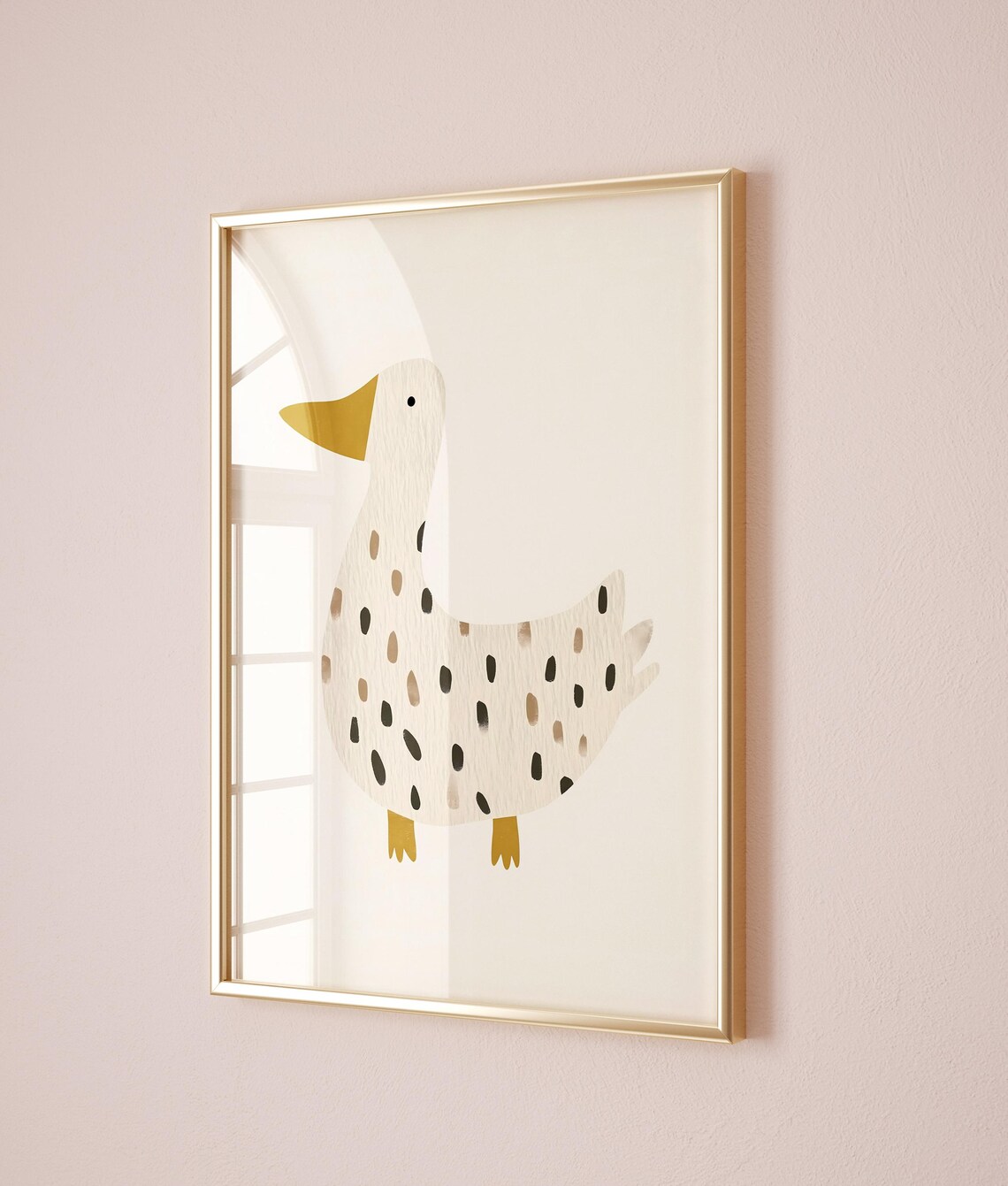 Minimalist Spotted Duck Illustration Neutral Nursery Kids Room Art Poster - Image 2