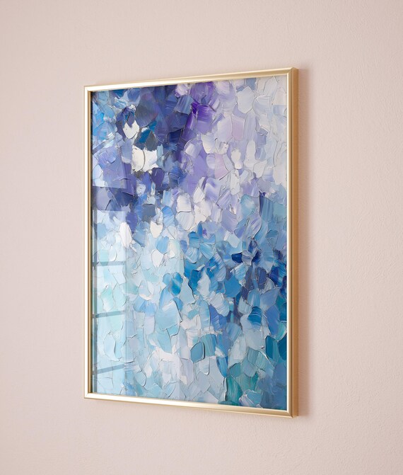 Deep Blue Abstract Art Bold Textured Painting Navy And Purple Wall Art Maximalist Print Contemporary Large Eclectic Wall Art