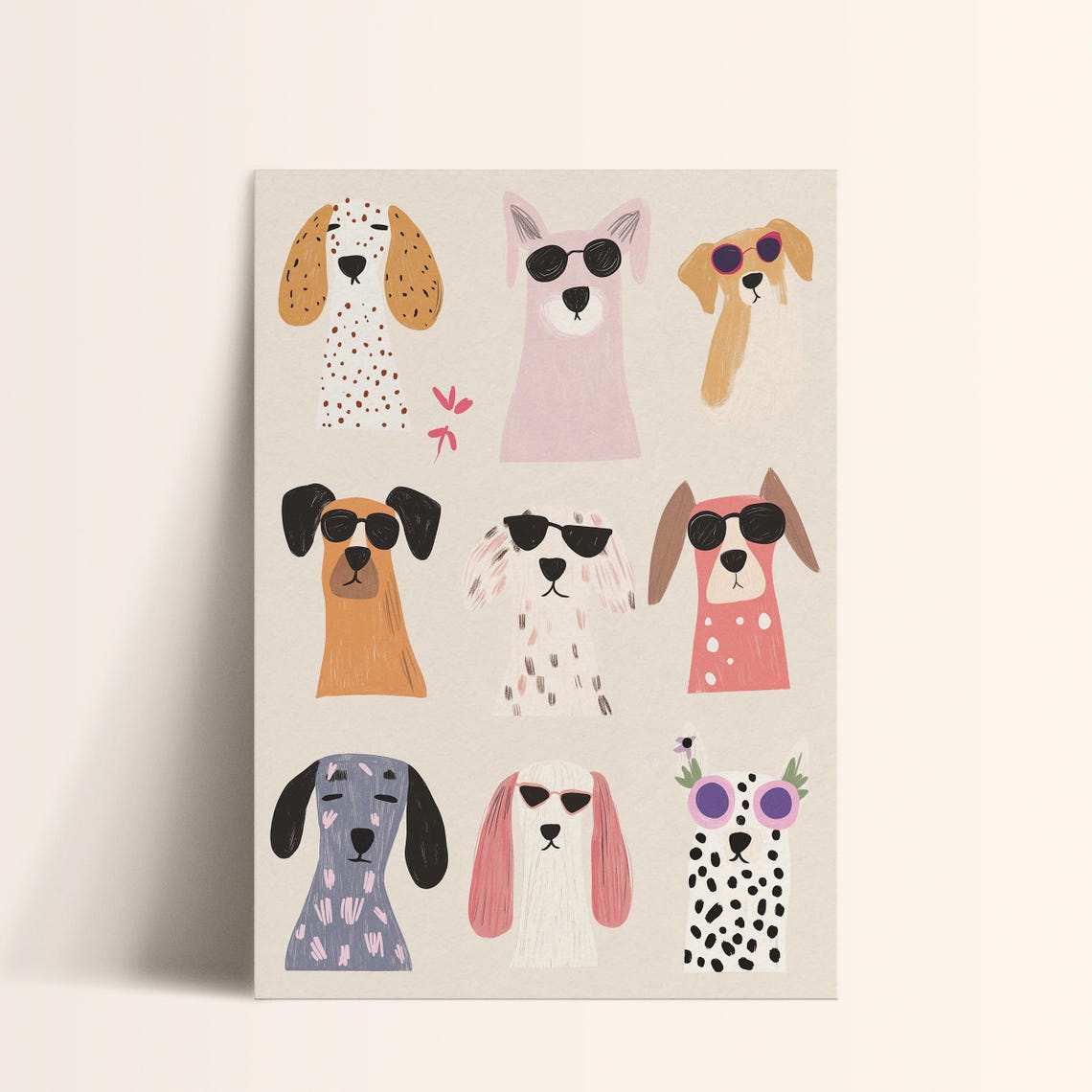 Puppy Wall Art Print Cute Dog Illustration Kids Room Poster Nursery Animal Decor Whimsical Pet Art Colorful Dog Lover Gift Playful Dog